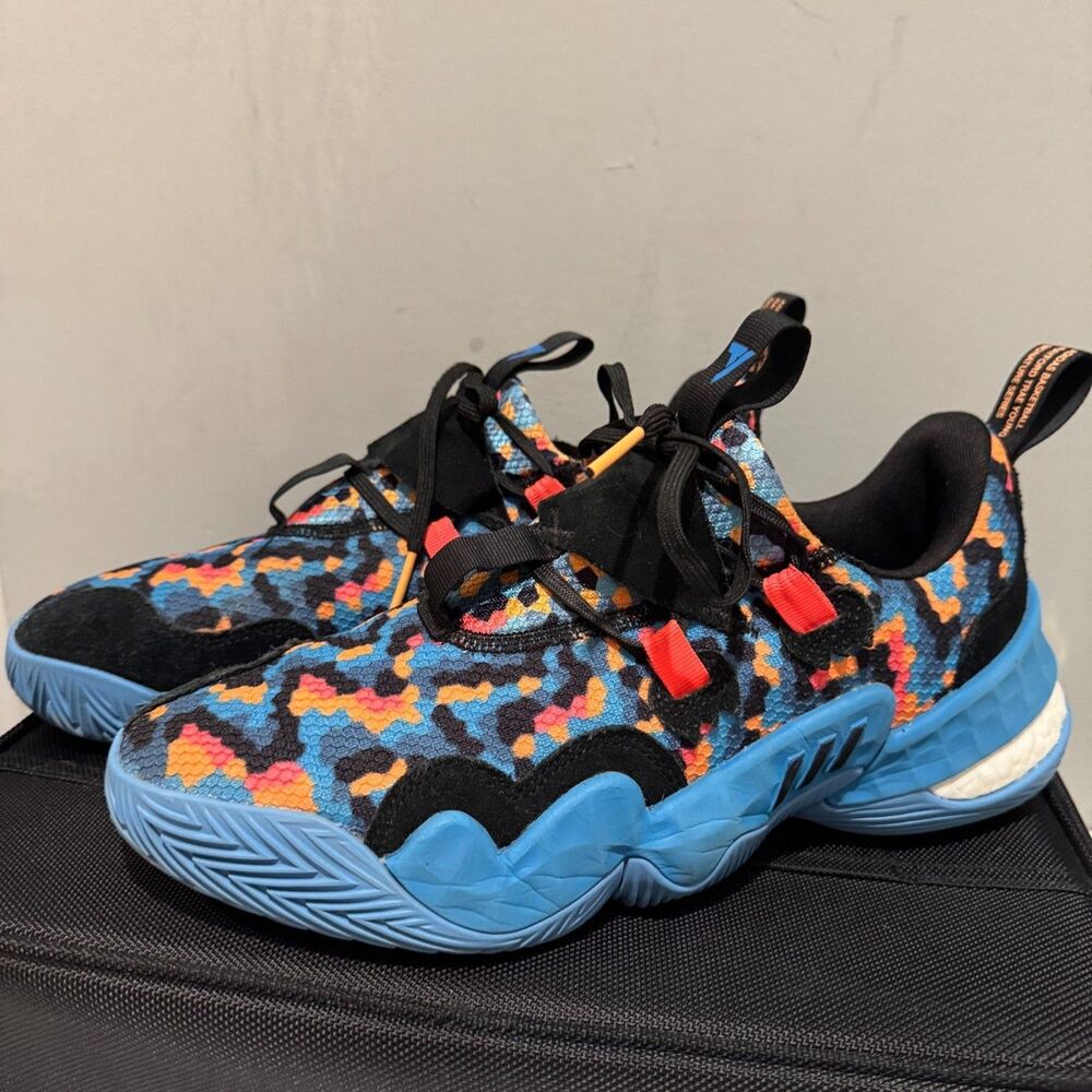 Adidas Trae Young 1 Pixel Blue Boost Basketball Shoes Men's 8.5 GY0289